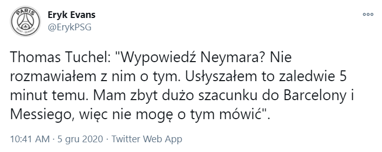 Tuchel na temat WYPOWIEDZI NEYMARA dot. PRZYJŚCIA MESSIEGO DO PSG!